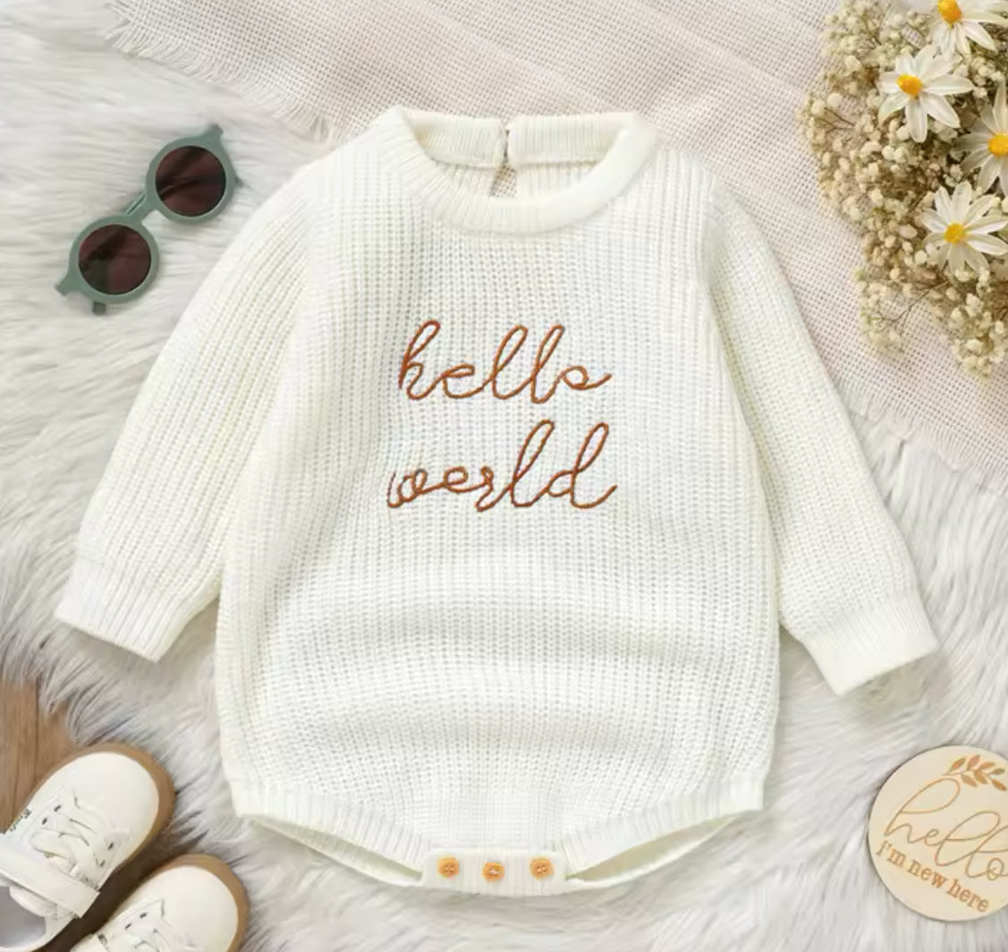 Hello World Knit Romper