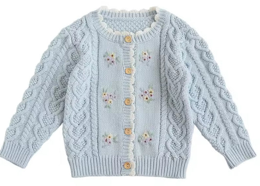 Personalised Flower Embroidery Knit Cardigan