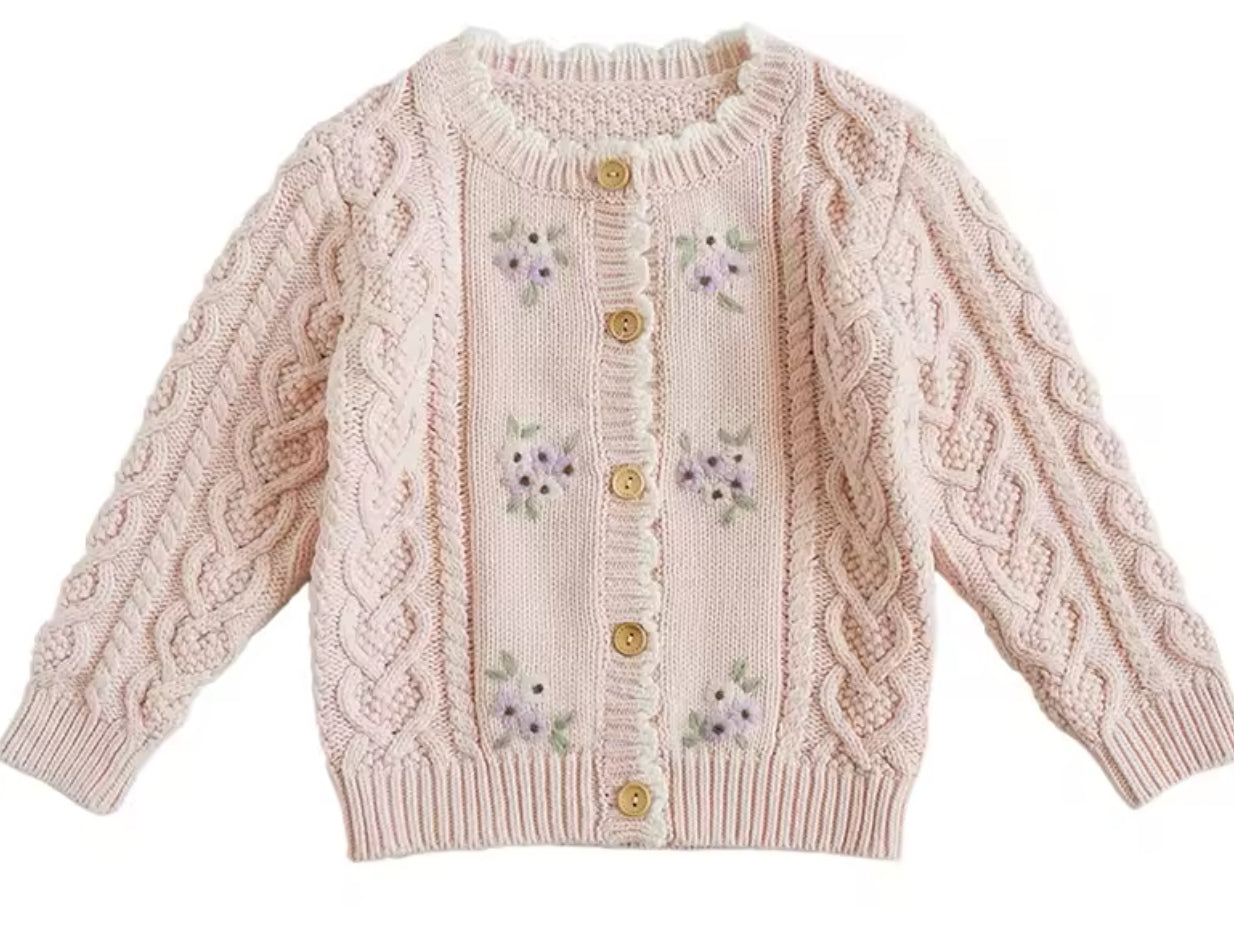 Personalised Flower Embroidery Knit Cardigan