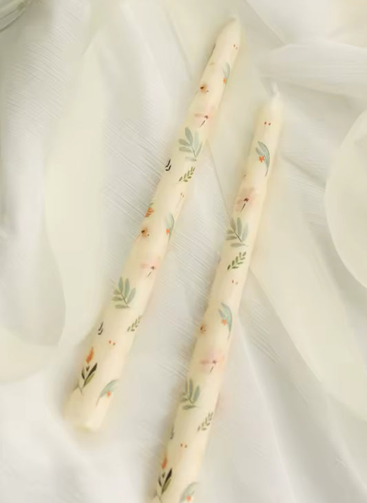 Painted Flower Taper Candles