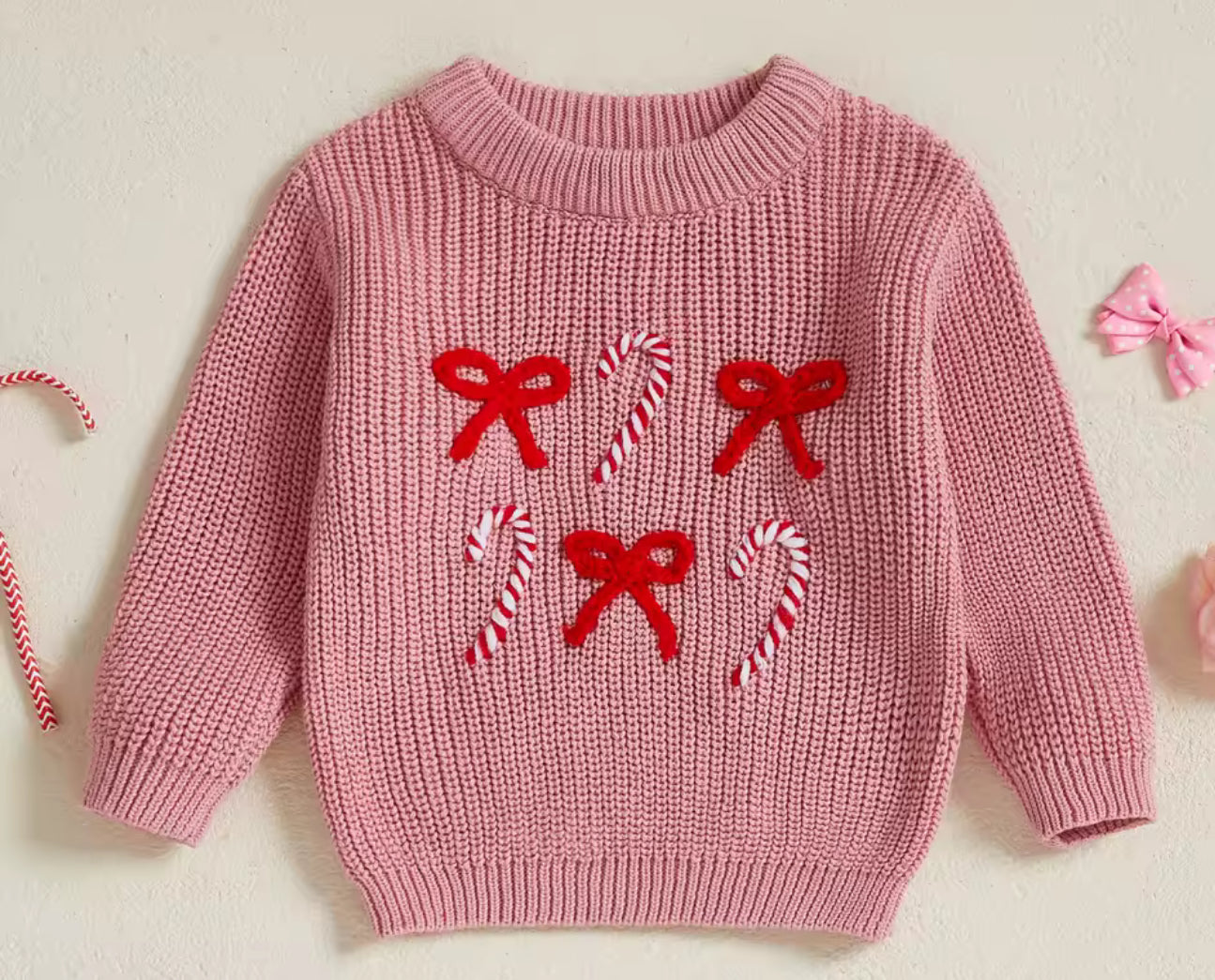Bow Candy Cane Knit