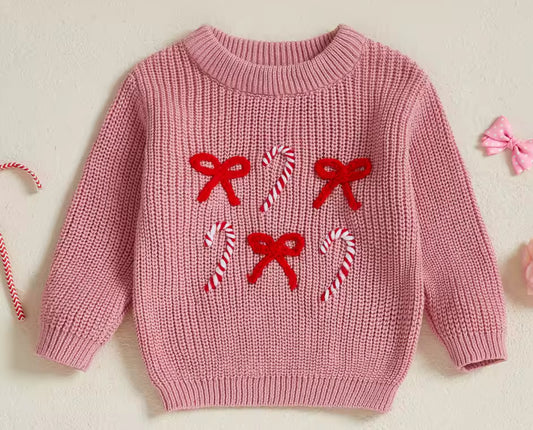 Bow Candy Cane Knit