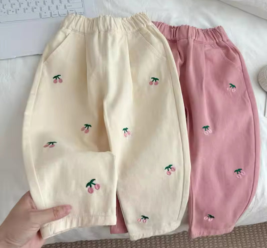 Cherry Embroidered Trousers