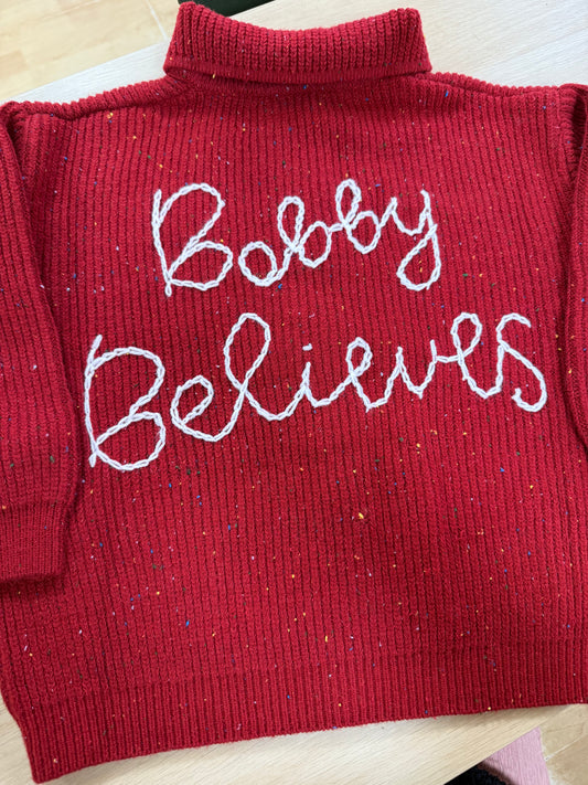 Personalised Red Christmas Cardigan any wording
