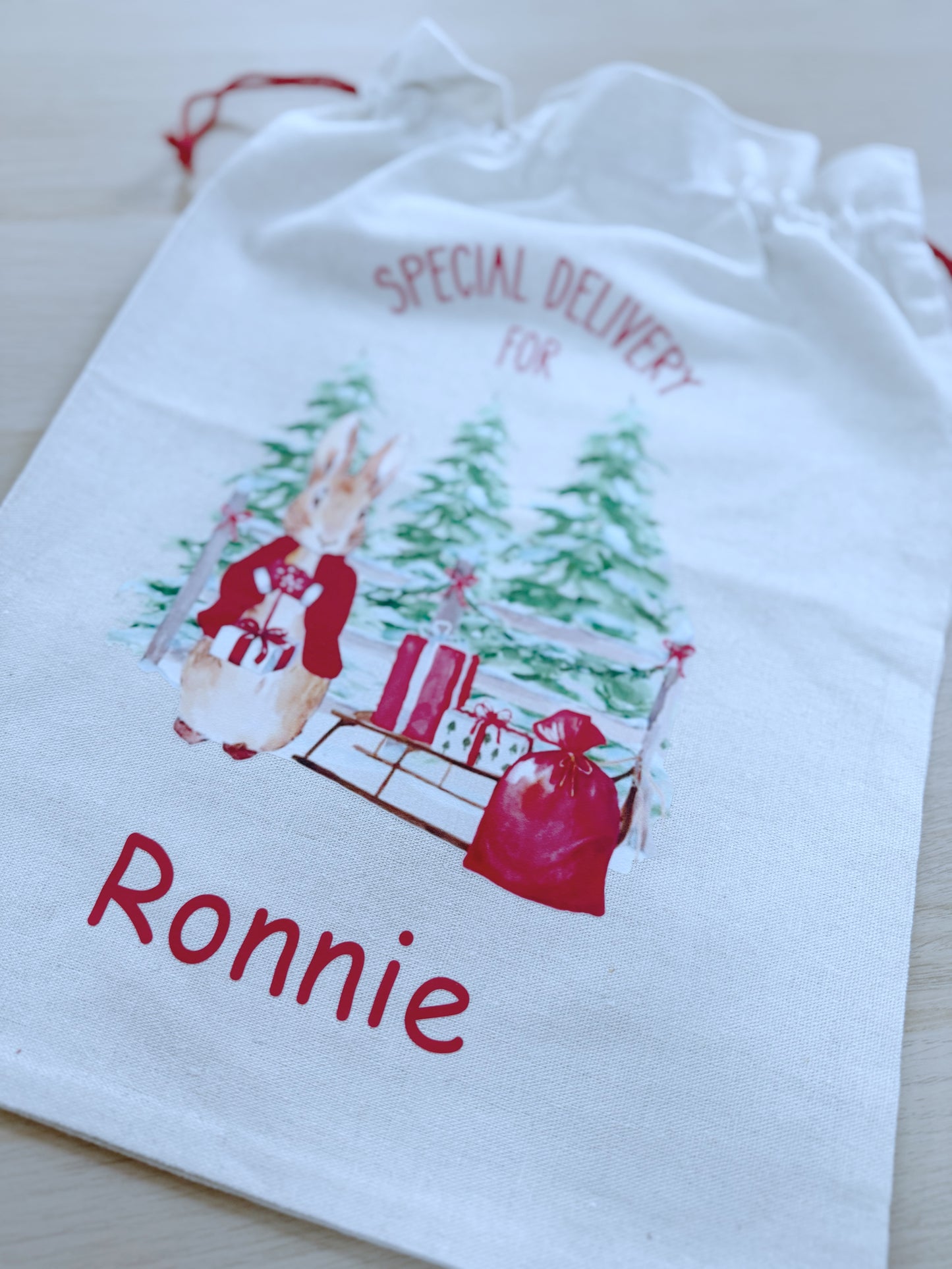 Christmas Rabbit Small Gift Sack
