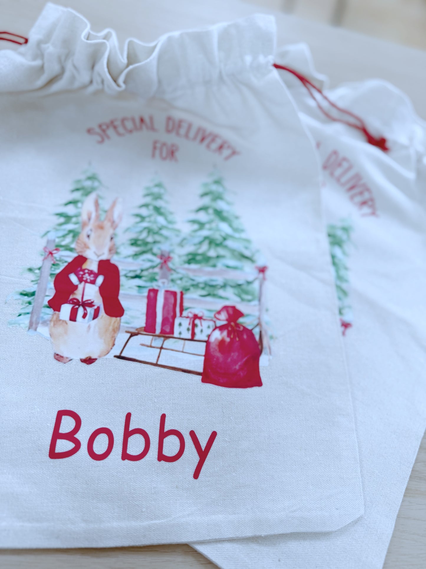 Christmas Rabbit Small Gift Sack