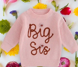 Big Sis Matching Flower Knit